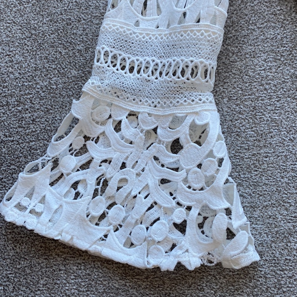 White Lace Ruffle Dress - Picture 4 of 9